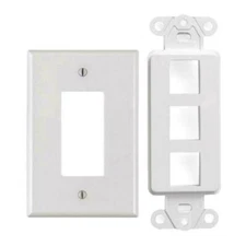 White 3 Port Decora Keystone Snap-in Jack Modular Wall Insert Cover Plate (2/pk)