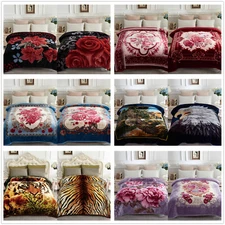 Korean Style Silky Mink Blanket A&B Ply Reversible Bed Blankets Queen King Size