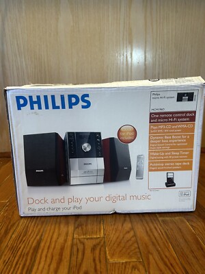 Philips MCM196D Silver Micro Stereo System AM FM Cassette CD