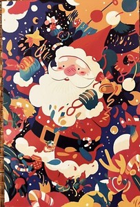 Whimsical Festive Christmas Santa Postcard Ephemera Journal #4444A Tonya