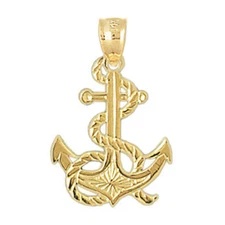 New 14k Yellow Gold Anchor Pendant