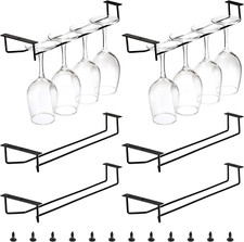 Paquete de 6 Estantes Para Copas Vino de Color Negro Soporte Para Copas Debajo