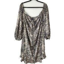 Shein Curve Snakeskin Python Print Long Sleeve Midi Dress 4XL