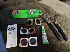 Slime Patch Kit for Tube Puncture Repair 6 Patches, Glue. and 2 Tire Levers