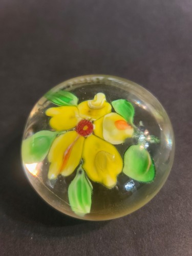 FERMACARTE VINTAGE VETRO CHIARO ART SINGOLO GIALLO ROSSO ARANCIONE VERDE FIORE - Foto 3 di 7