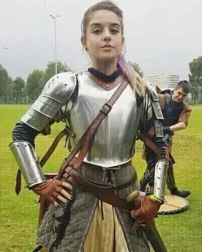 Armadura Media Femenina Medieval Larp Sca Guerrero Traje De Metal Para Batalla