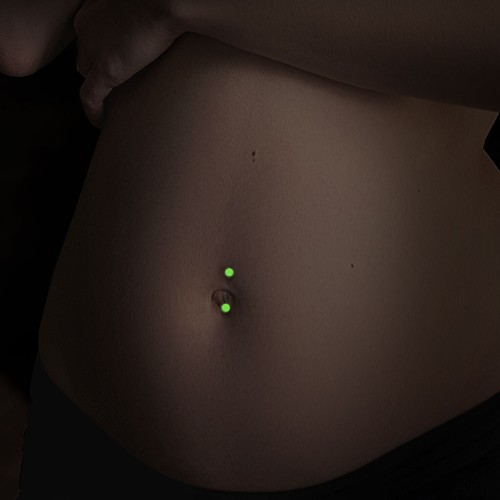 Pregnancy Belly Bar Navel Ring with Glow in the Dark Balls - Picture 3 of 7