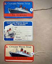 Cunard Blanc Star - Lot De 3 Étiquettes De Voyage Original (Inusate) - '30