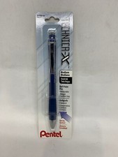 Pentel Tecnica-X Medium Ball Point Pen Retractable ridged Blue Pen Black Ink