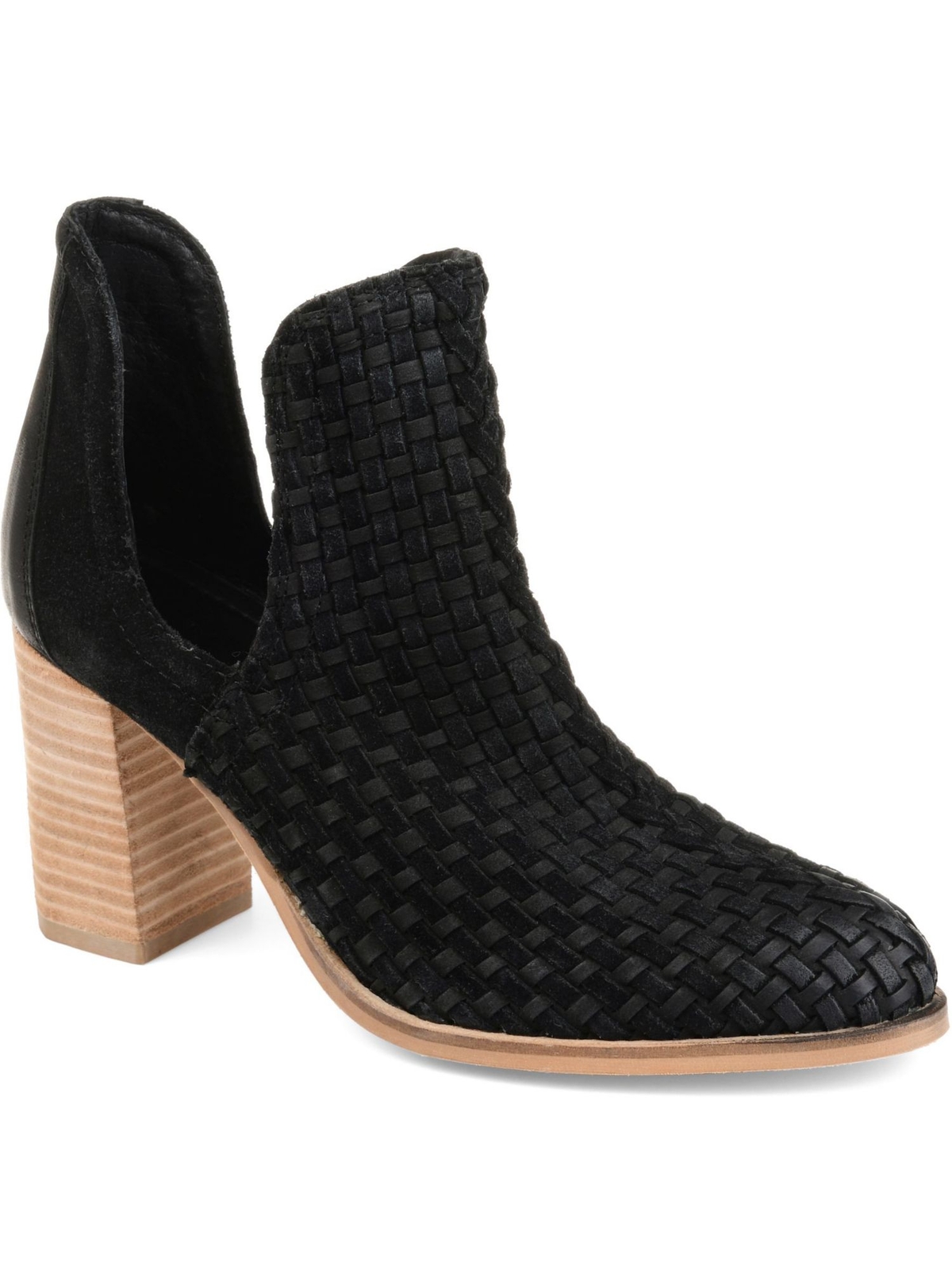 JOURNEE Womens Black Cutouts Kevona Block Heel Slip On Leather Booties 7.5 M