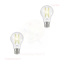 Satco Lighting S12414 Single 8 Watt Medium Base A19 LED Bulb - 2700K - Clear 2PK