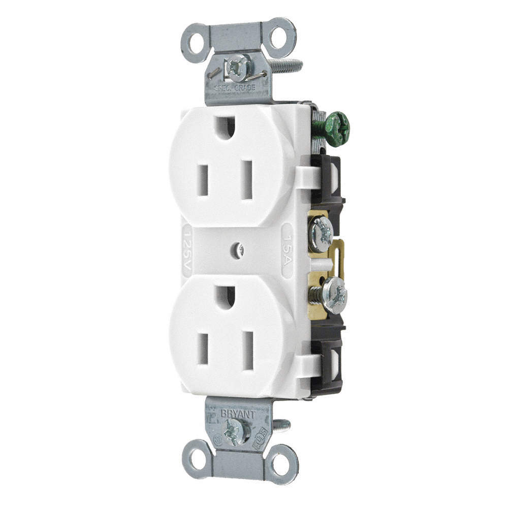 APPROVED VENDOR CRS15W Receptacle,White,15A,125VAC,Side Winning 