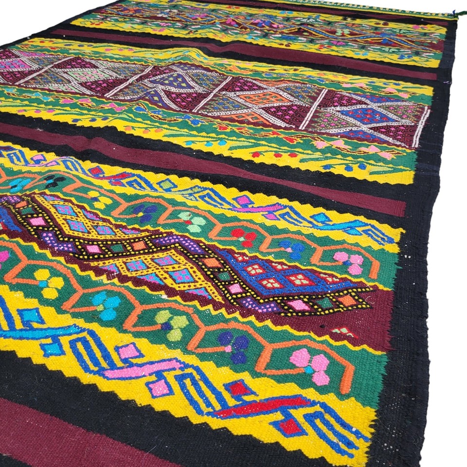 Moro Con Rugs Pattern Old Handmade Moroccan Area Rug Yellow Geometric Wool Tribal Berber ...