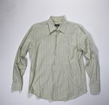 Hugo Boss Casual Button Dress Shirt XL Slim Fit Yellow Striped Modern Preppy