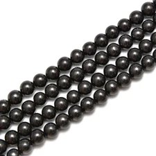 2.0mm Hole Shungite Smooth Round Beads Size 6mm 8mm 10mm 15.5'' per Strand