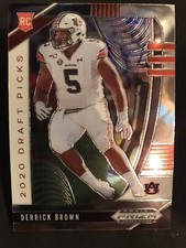2020 Panini Prizm Draft Picks Derrick Brown RC #155 Auburn Tigers Rookie Card. rookie card picture