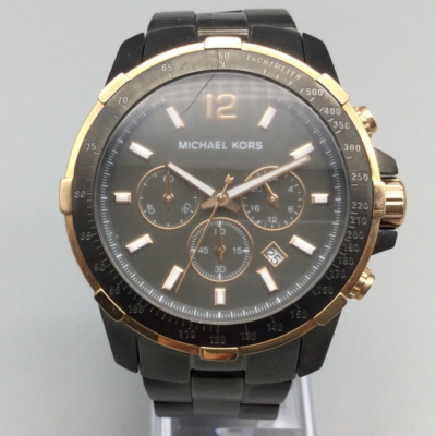 Michael Kors Chronograph Watch Men 47mm Rose Gold Tone Gray New 
