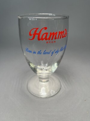 Hamm's Beer Stemware Glass ''From The land of Sky Blue Waters'' Stemmed Vintage 