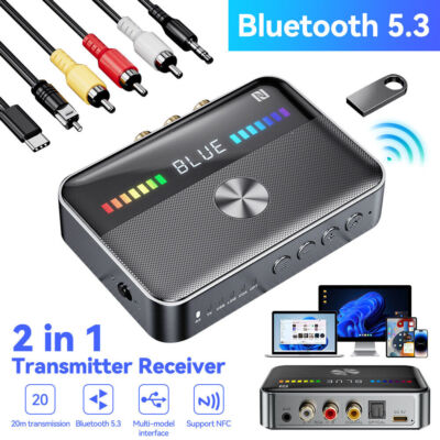 Bluetooth 5.3 NFC Transmitter Empfänger Sender Receiver Stereo Audio Adapter AUX