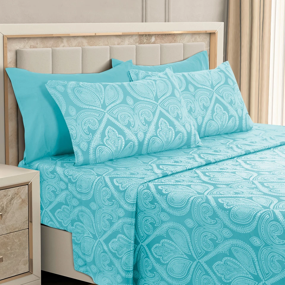 Juego de sábanas de lujo de bolsillo profundo de 6 piezas serie 1800 Hotel Comfort sábanas de cachemira Foto 4 de 4