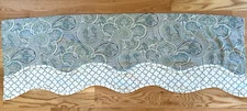 Waverly Paisley Layered Scalloped Traditions Valance Gray, White 52" x 17"