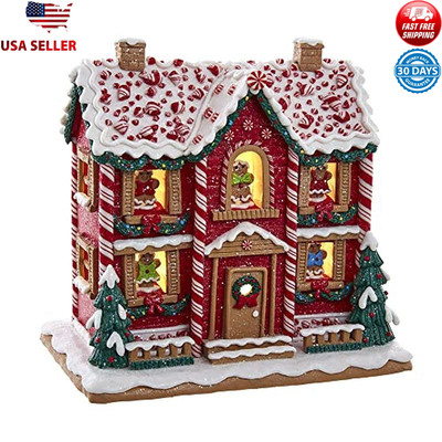 Battery Operated LED Gingerbread House Music Box 9.5in Christmas Decor New