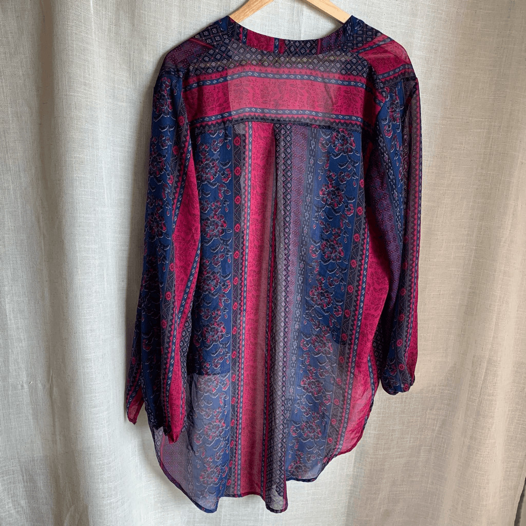 Wallflower Boho Patchwork Print Sheer Kimono Card… - image 4