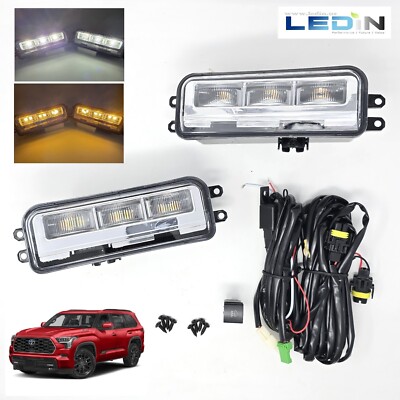 LED Fog Light For 2023-2025 Toyota Sequoia Wire Set White Add Signal Function