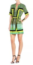 BCBG MAX AZRIA TIDE COMBO KANE SILK PRINT BLOCK DRESS SIZE S EXCELLENT
