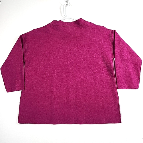 Eileen Fisher Boiled Wool Funnel Neck Tunic Sweater Womens XL Cerise Boxy - Picture 2 of 7