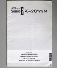 Nikon Series E 70-210mm f/4 Lens Instruction Manual 1984