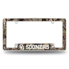 Oklahoma Sooners Chrome Metal License Plate Frame With Mossy Oak Camo Design Oklahoma Sooners Chrome Metal License Plate Frame With Mossy Oak Camo Design