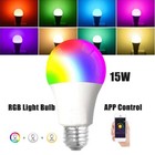E27 Smart RGB LED Light Bulb Globe Lamp 15W For Alexa Google Home WIFI Control