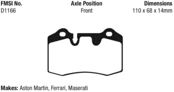 EBC Redstuff Ceramic Brake Pad Set Front-Rear for Ferrari Aston Martin Maserati