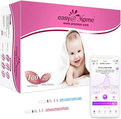 Easy@Home 100 Ovulation Test Strips + 20 Pregnancy Strips   High Sensitivity TTC