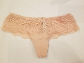 Victoria Secret DREAM ANGELS Lace Trim Hipster Thong Panty NWT Evening Blush