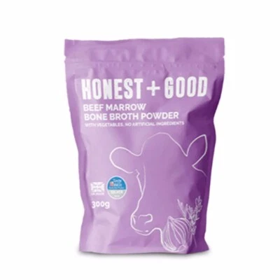 HONEST + GOOD BONE BROTH POWDER - BEEF & BONE MARROW | 300g | UK Farm | Natural | Grass Fed