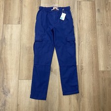 NWT BODEN BOYS ELASTIC DRAWSTRING WAIST COTTON CHINO CARGO PANTS NAVY SZ 12
