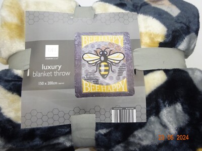 Luxury Blanket/Throw/Fleece Supersoft Bee Happy Mink Blanket
