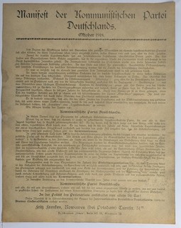 Folleto original para la fundación del KPD 1918 Fritz Fränken República de Weimar