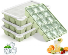 Silicone Ice Cube Trays with Lid, Set of 4, Easy Release Ice Molds, Reusable and