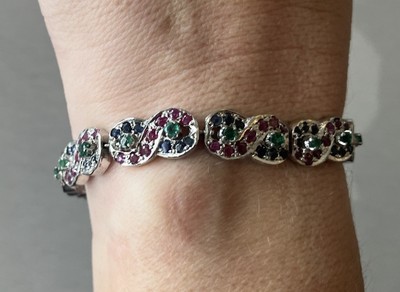 GENUINE Ruby-Emerald-Sapphire Infinity-Tennis BRACELET-7.25 