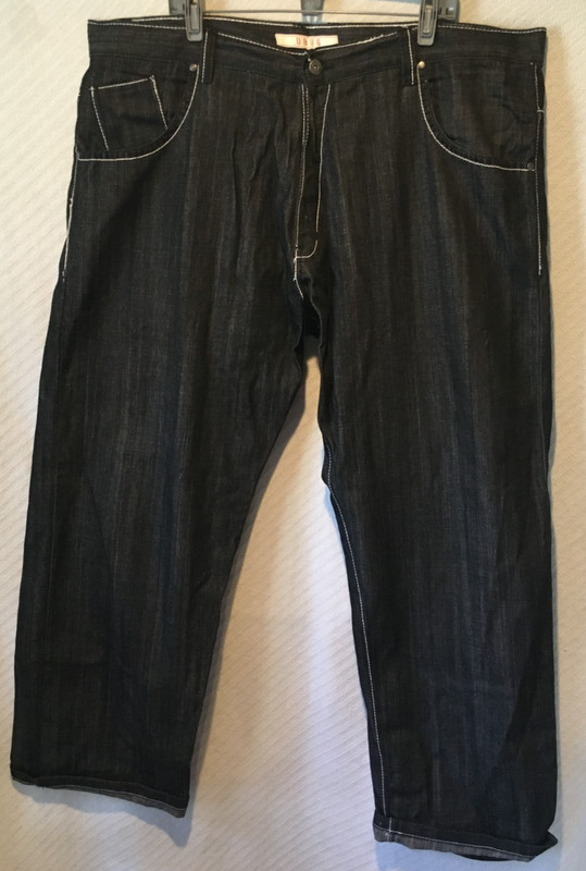 MEN'S SIZE 44X32" UBUGG SNAP BACK DESIGN POCKETS 5 POCKET BLACK JEANS PANTS
