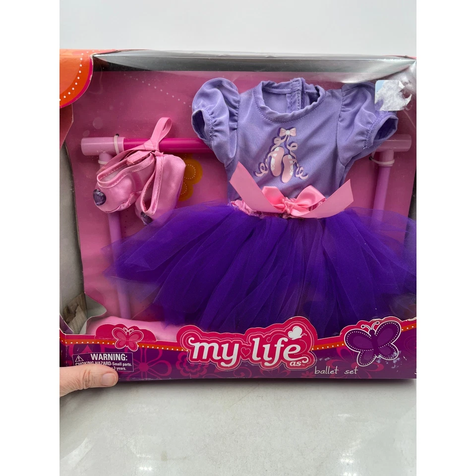 My Life As Ballet Set Doll Clothes Accessories Purple Tutu Leotard Shoes - Image 3 of 4