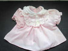 Vintage 1985 Hasbro Real Baby Original Pink Doll Dress Lace Yoke and Collar Trim