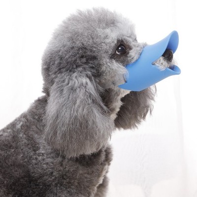 Blue Silicone Dog Mouth Cover Biteproof Comfortable Duck Mouth Shape Dog Muzzle