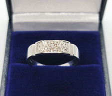 14ct White Gold Ring 0.05ct Diamond Mens Alternative Fine Jewellery NotScrapGift