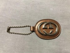 GUCCI Interlocking G Leather Keyring GG Bag Charm Keychain Ball Chain Italy
