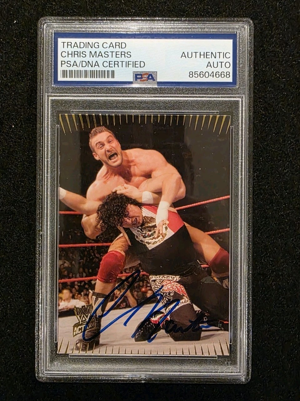 Chris Masters Signed 2007 Topps WWE Action #4 Autograph Leaf Holo PSA/DNA