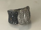 VTG Sterling Silver Black & White CZ Pave GOTHIC Cocktail Ring Size 6.5 9g — photo 1
